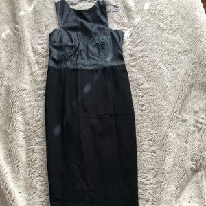 Long leather (top half) dress. V-cut back